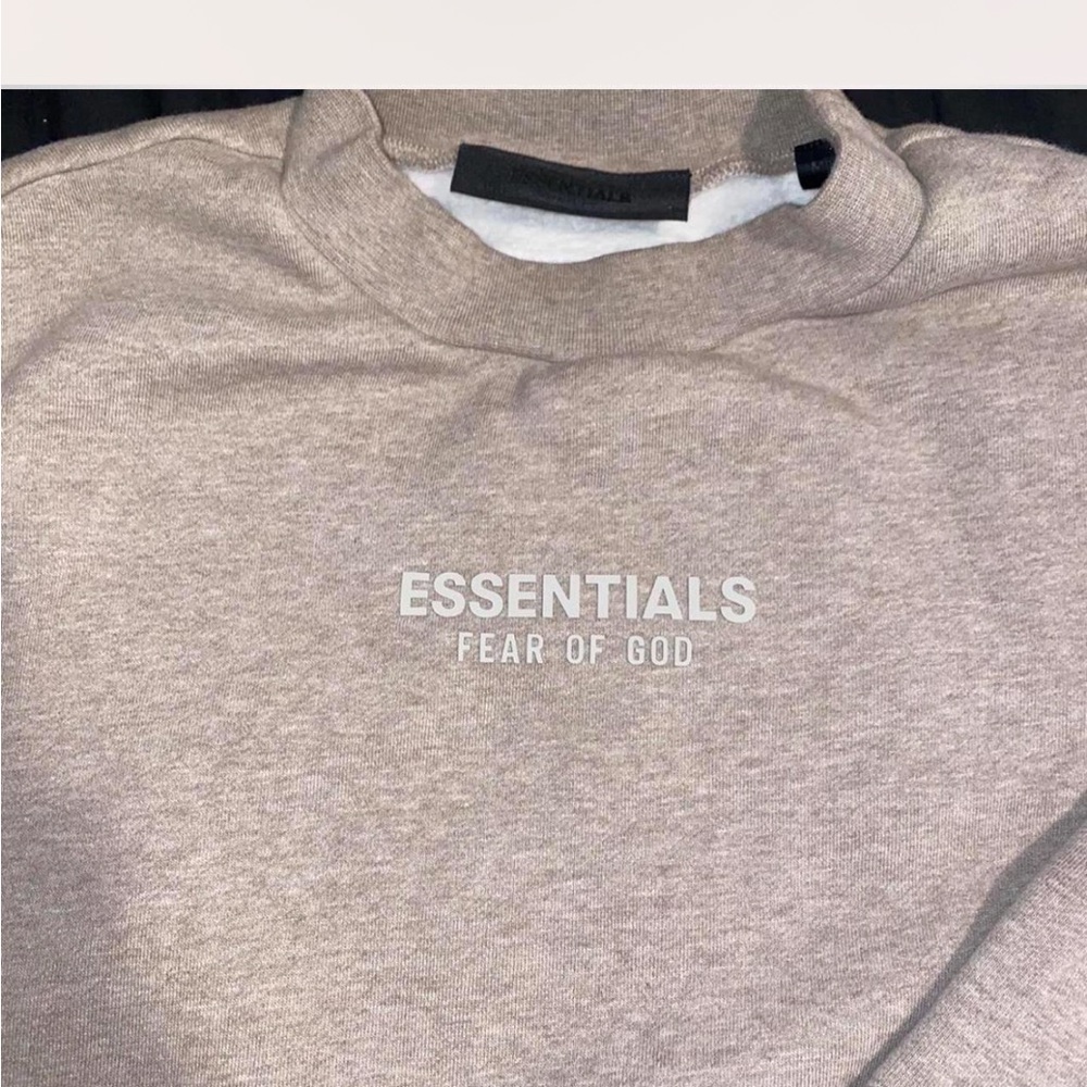 Fear of God Essentials Tan Crewneck Sweater with pockets